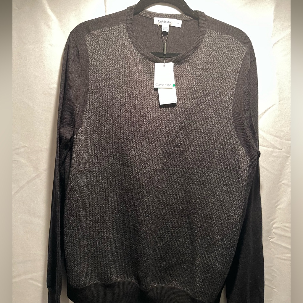 Calvin Klein Black And Charcoal Merino Wool Pullover